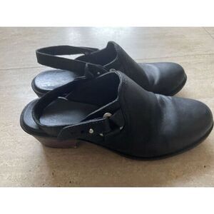 Teva 7.5 Foxy‎ Clog Leather Slip On Shoes Black 1013674 Slingback Adjustable